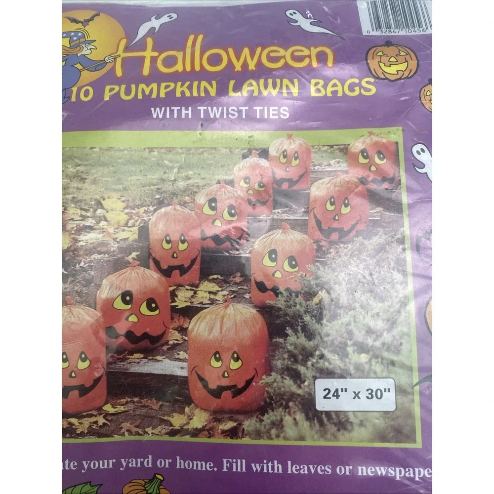 Vtg 90's Pumpkids 10-Pack Halloween Lawn Leaf Bags Pumpkins Jack-o-Lanterns